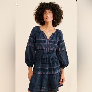Anthropologie skye embroidered mini dress size L
